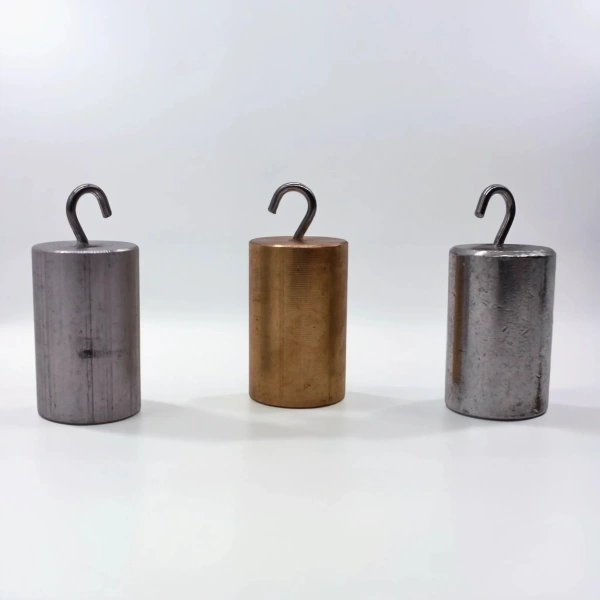 Набор тел равного объема (латунь, сталь, алюминий) цилиндры